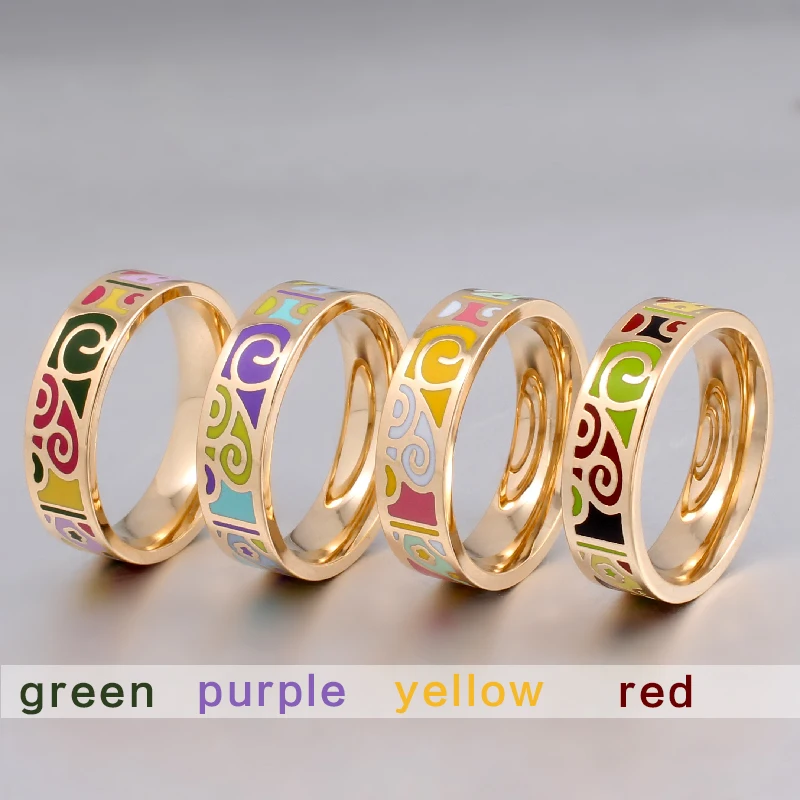 Color Culture Gold Color Rings for Women Elegant Enamel Fashion Jewelry Friends Gift