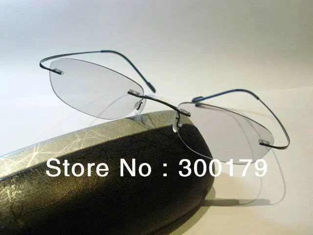 Bestseller Rimless Non-screw 6g Pure Titanium Prescription Eyeglasses Optical Frame + 1.56 Seven Colors Tinted Lenses 1 Set/lot