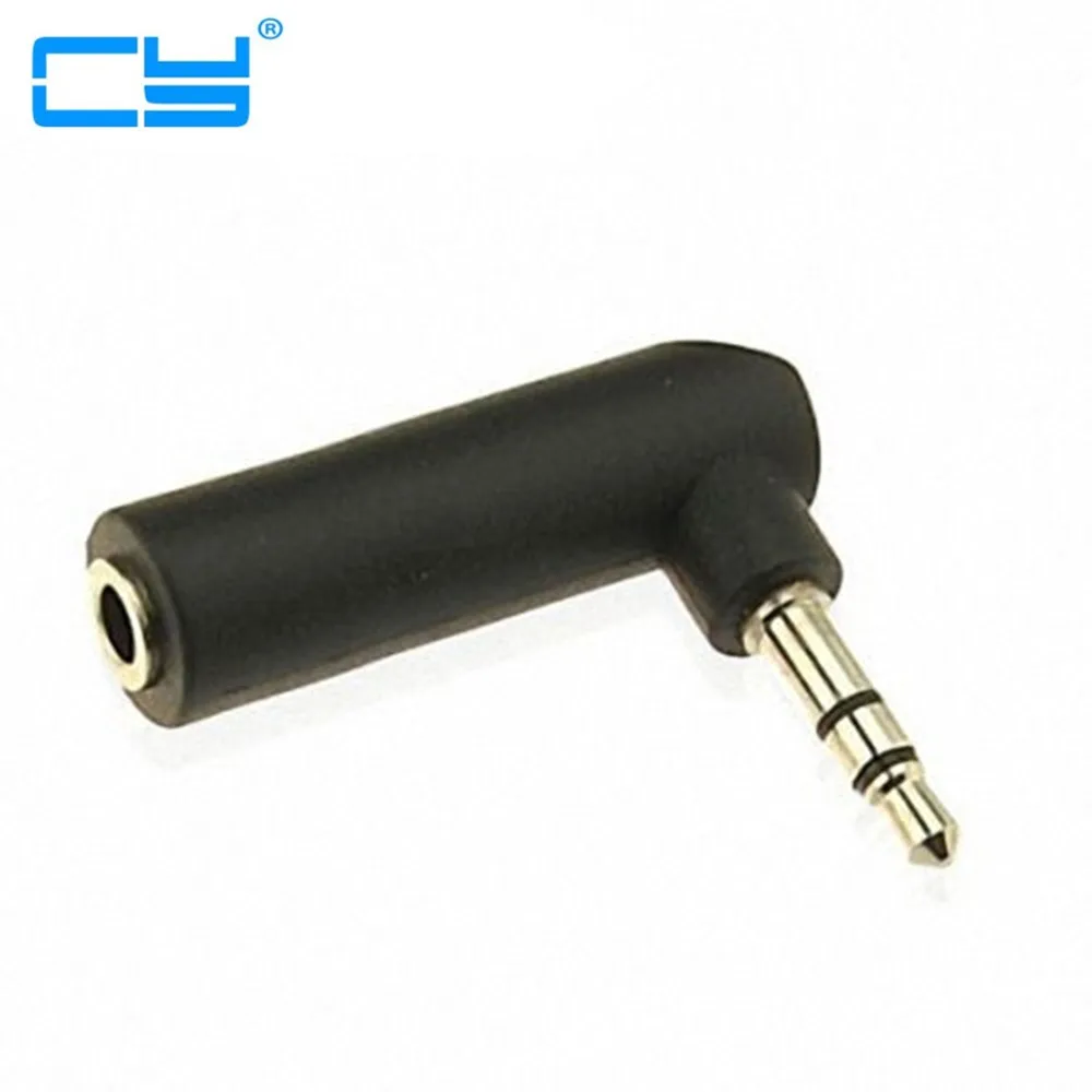 

10pcs/lote 90 graus para a direita em angulo de 3.5mm a 3.5mm adaptador de 3 polos de Audio Estereo Macho para Femea Adapter