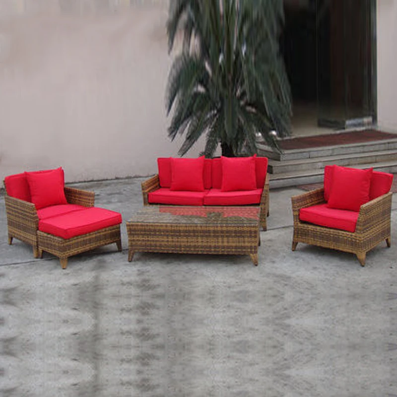 

set of 5-pcs outdoor sofa set garden couch coversation set Pastoralism Home Indoor / Outdoor Rattan Sofa For Living Room custom