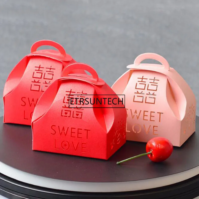 

Wedding Candy Box Laser Cut Double Happiness Favor Paper Box Chocolate Sweet Gift Box Party Supplies 200pcs/lot