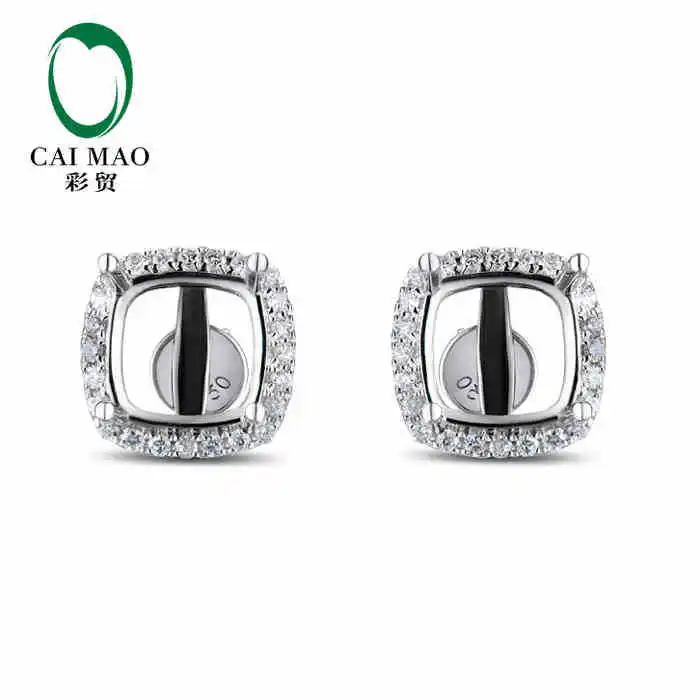 CaiMao Semi Mount Cushion cut Settings & 0.34ct Diamond 14k White Gold Gemstone Engagement Fine Jewelry