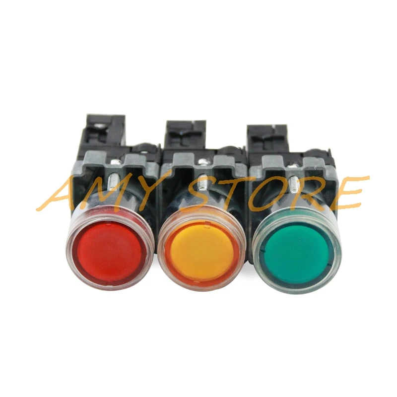 1NO 1NC Momentary Flush Head Pushbutton Switch 6.3/12/24/48/110/220/380V Pilot Lamp XB2-BW3161/3361/3561/3661/3461/3462