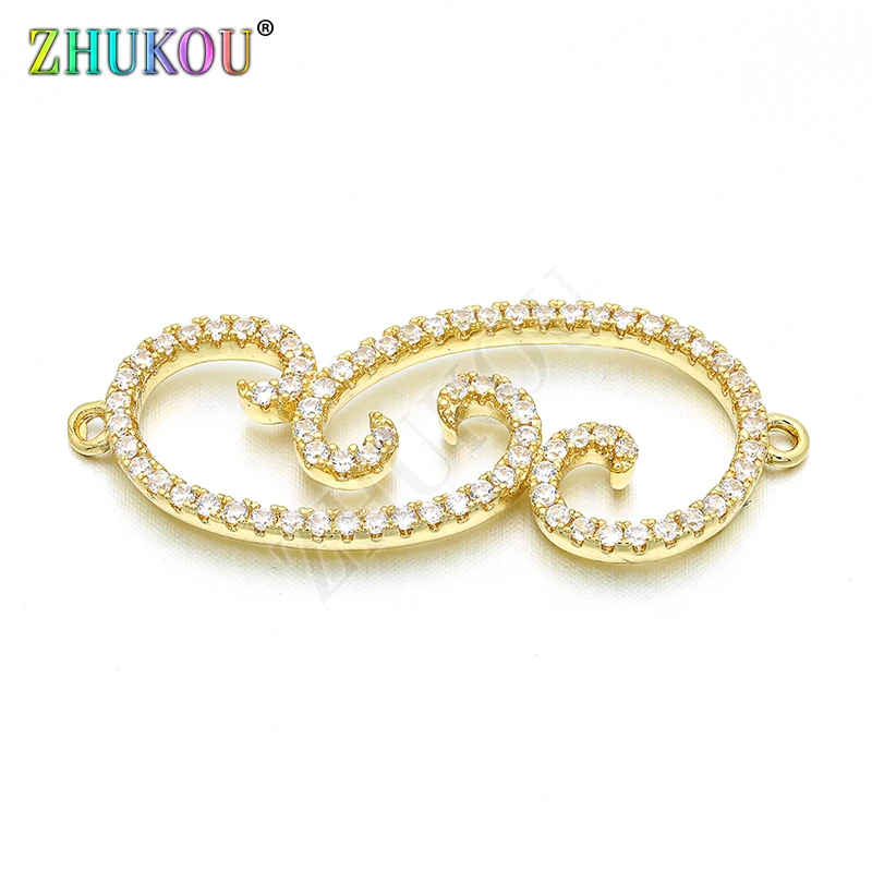 14*33mm Fashion Brass Cubic Zirconia Connectors DIY Women Necklace Pendant Jewelry Accessory Findings, Model: VS21