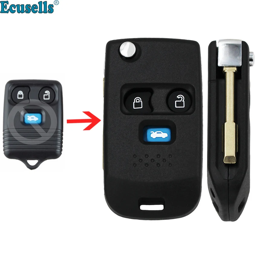 Modified flip Remote Key Shell case cover 2 Button For Ford Trasnit Connect Maverick uncut FO21 blade