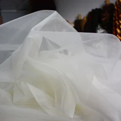 Natural White 100% Mulberry Silk Organza Fabric Gauze Tecido Meter