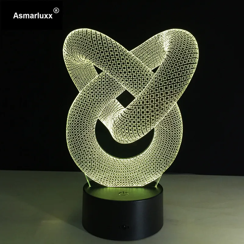 Love Knot Abstract Circle Spiral 3D LED Light Hologram Illusions 7 Colors Change Decor Lamp Best Night Light Drop Shipping