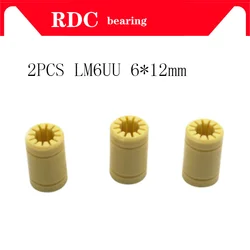 Free shipping Hot Sale 2pcs 6x12mm 3D Printer Bearings Shaft RJ4JP-01-06 Solid Polymer LM6UU Bearings for 3D Printer Accessories