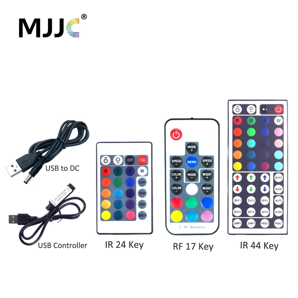 USB LED Controller 5V Mini 3 17 44 24 Key IR RF RGB Remote Wireless Controller Infrared for 5050 3528 RGB LED Strip Light