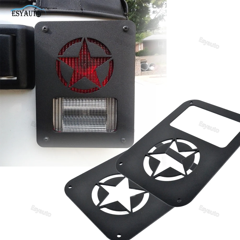 LED Lamp Taillight Cover Trim Guards Protector for Rear Taillights 2007-2017 Jeep Accessories 2 Pcs/Set A Star Dog Paw Style