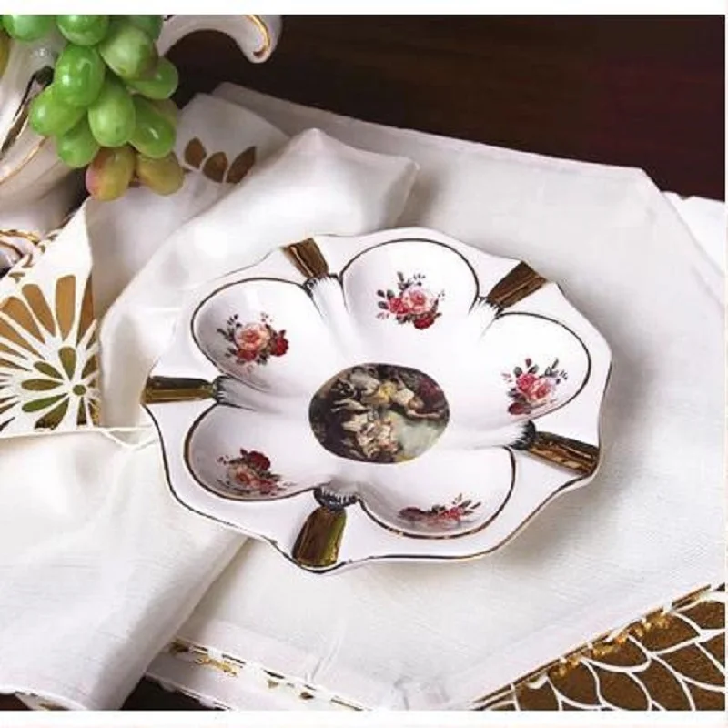 ash tray cenicero cendrier cenicero portatil  European Court Ceramic Fruit Disk Dried Fruit Disk Simple Ivory Porcelain Ashtray