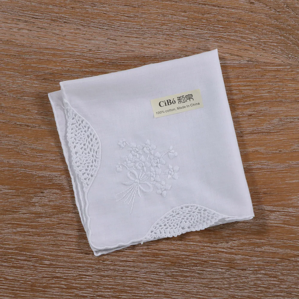 S011 :  1 piece Hand-made hand embroidery  handkie  Drawnwork White Cotton  handkerchief