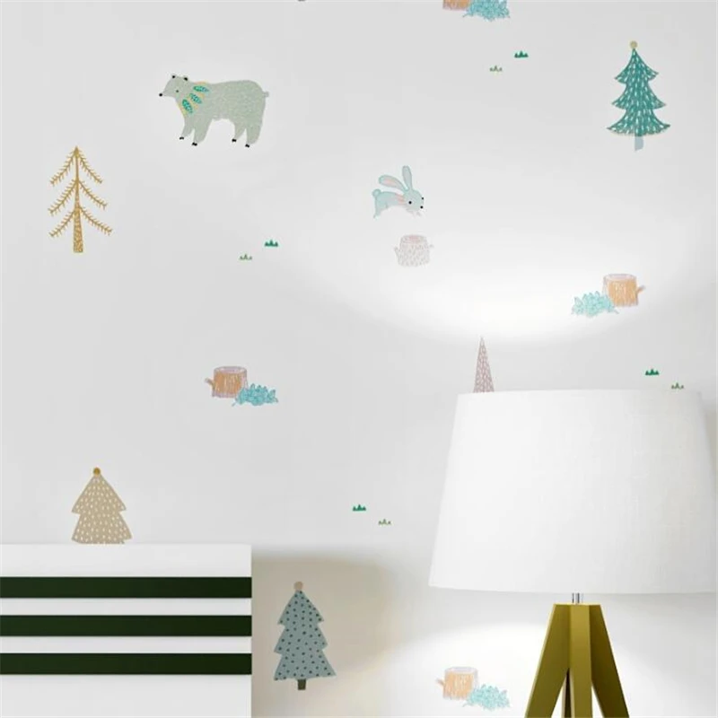 wellyu обои papel de parede Children's wallpaper bedroom girl boy room Nordic style doodle cute animal Korean cartoon wallpapers