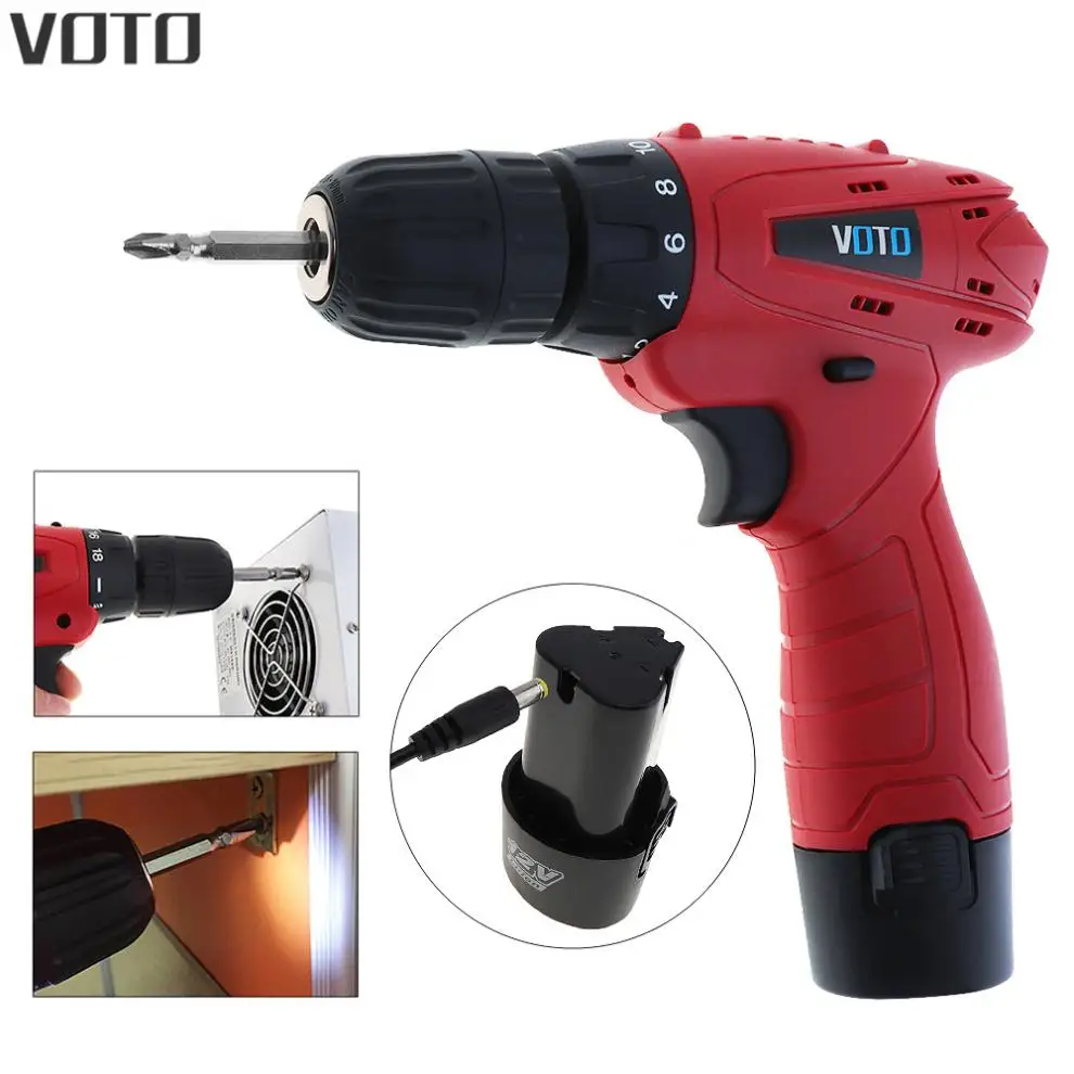 

AC 100 - 240V Cordless 12V Electric Screwdriver with Rotation Adjustment Switch and 18 Gear Torque for Handling Screws/Pu