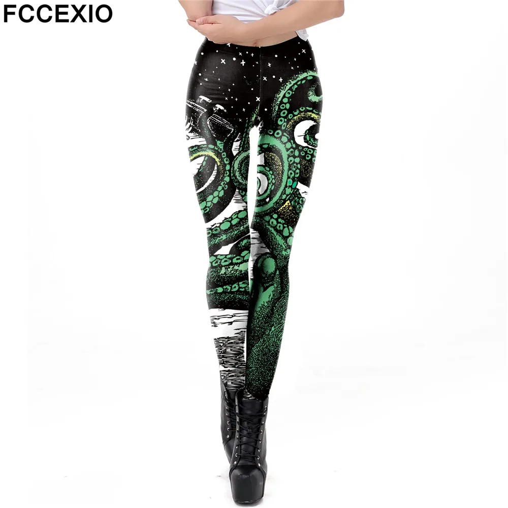 FCCEXIO New Leggings Women Workout Fitness Legging ColorfulClaw Print Leggins  Workout Leggings