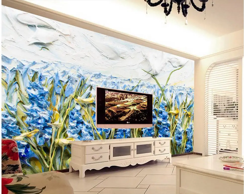 

Custom photo wallpaper Flowers Lavender Flowers Decorative Paintings TV background wall mural wall paper