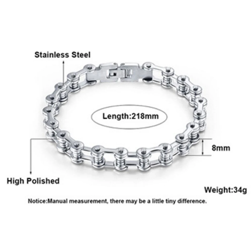 Top Quality Stainless Steel Biker Bracelet  Men\'s Motorcycle Chain Punk Rock Male Bracelet Biker Bicycle Bracelets For Men