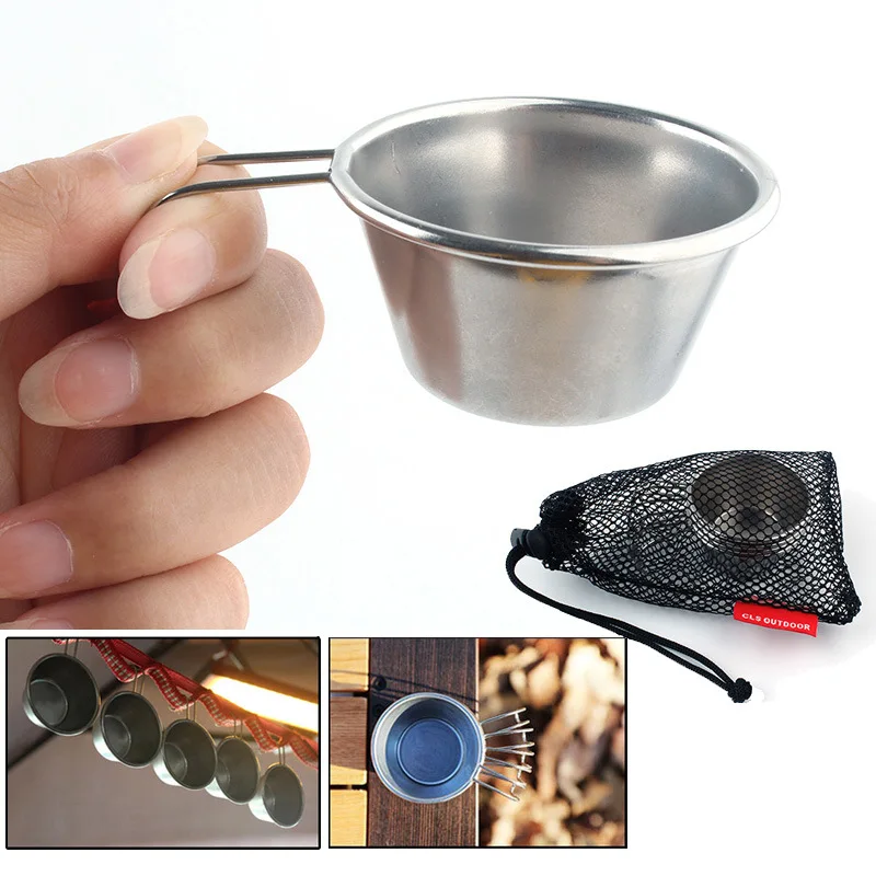 Outdoor Stainless Steel Wine Cup Set Mountaineering Camping Barbecue Tourist Portable Water 50ml cookware water bottle mug