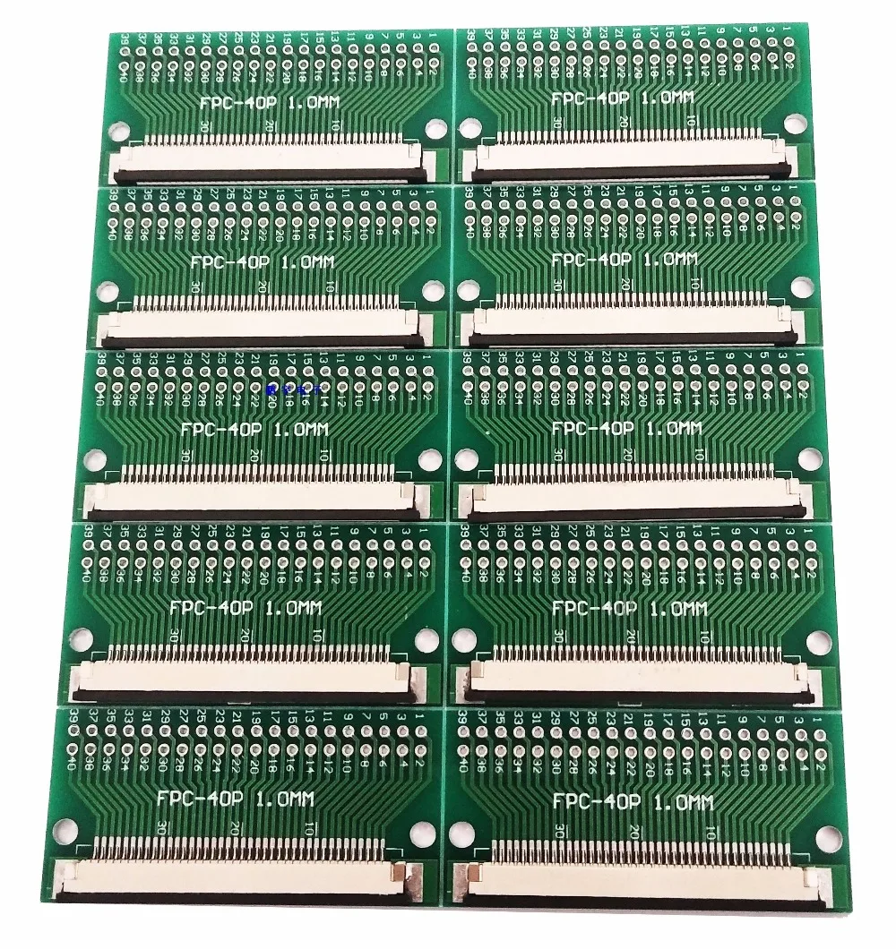 Free shipping 10pc FFC FPC 40PIN transfer board with connector FFC to DIP 2.54 TFT LCD panel 1mm 0.5mm pitch pcb double sided