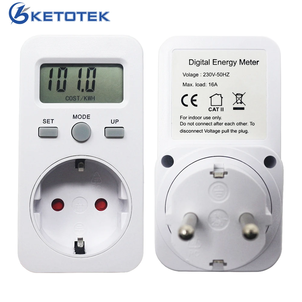 EU Plug Digital Wattmeter Energy Meter LCD Display Power Monitor Meter Electricity Test Measuring Socket