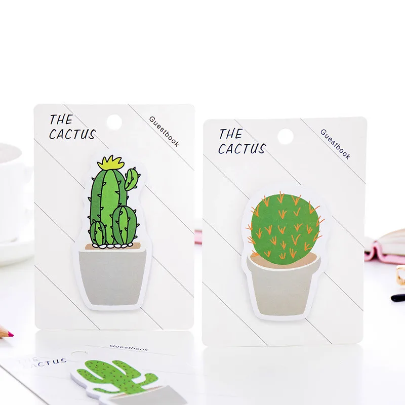 30 Sheet=1PCS Cute Cactus Notebook Memorandum Sticker Paper Sticky Note Stationery Memo Pad