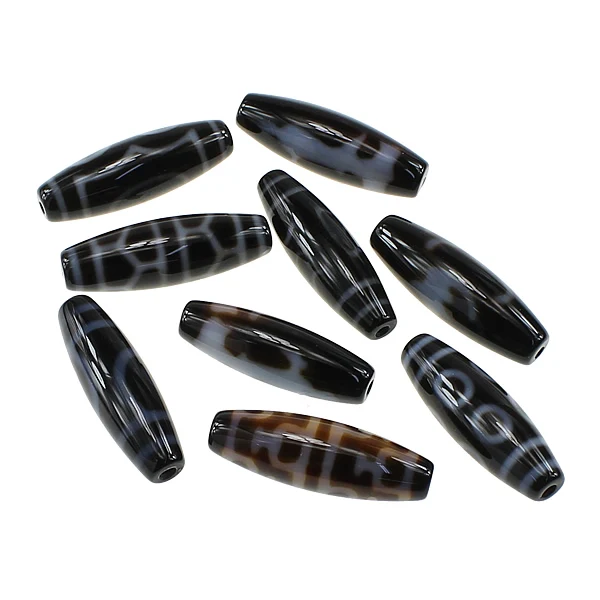 Natural Tibetan Onyx Dzi Beads Newest Design Mixed 11.5-13x35-38mm Hole:Approx 2-3mm 5pcs/Lot Piedras Naturales