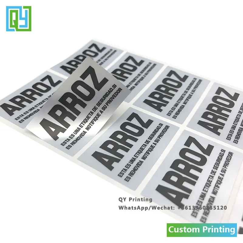 1000pcs 40x25mm Custom Warranty Sticker For Mobile Phone Packagings Silver Void Labels Logo Sticker Customized Logo Text Number