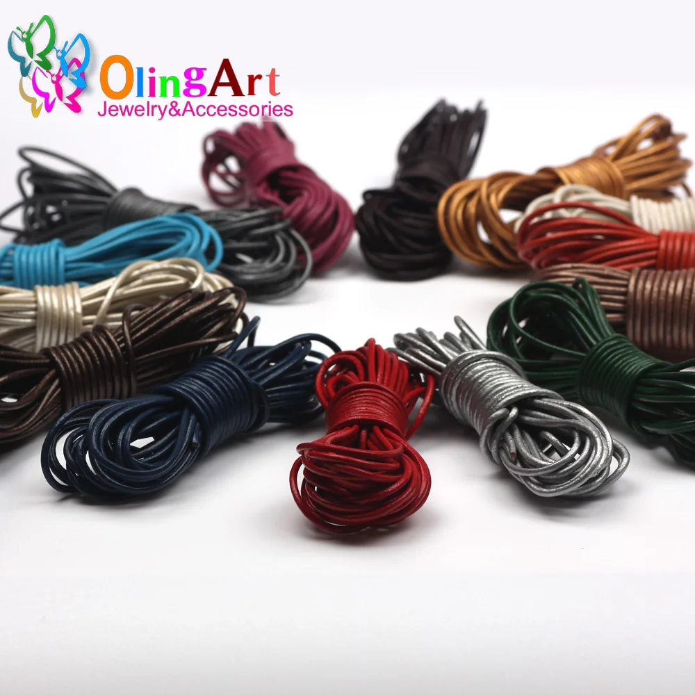 OLINGART 2mm 10M/lot Round pearl Genuine pearls Cord/rope/Wire/string DIY Bracelet  necklace Jewelry making Leather Cords