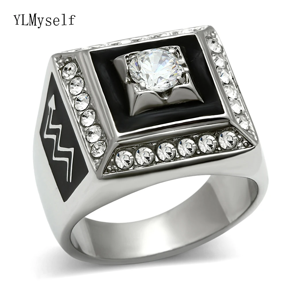 Men 316l Stainless Steel Ring Square Design Size 8/9/10/11 High Polish Steels Male Titanium Jewlery for Man