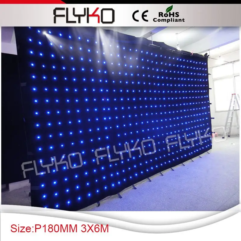 

p18 6x3m best price rgb flexible light video curtain led curtain fabric