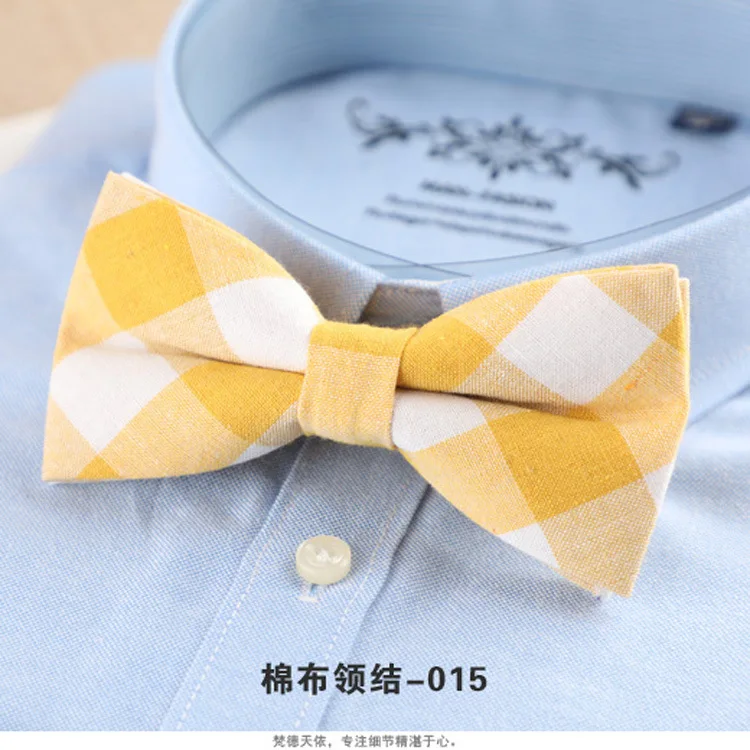 Brand New Mens Fashion Bright Bowtie Check 100% Cotton Soft Striped Double Fracture Butterfly Men Bow Ties Designer Cravat