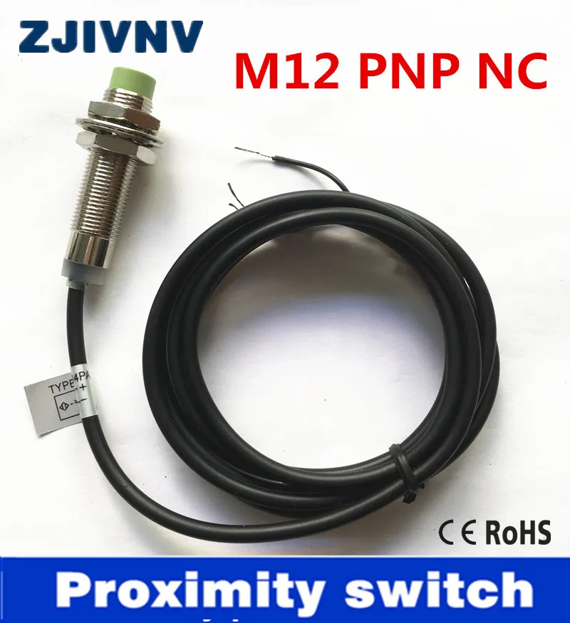 M12 DC 6-36v 3 wires PNP NC/normally close proximity inductive sensor proximity switch non-flush type metal detect distance 4mm