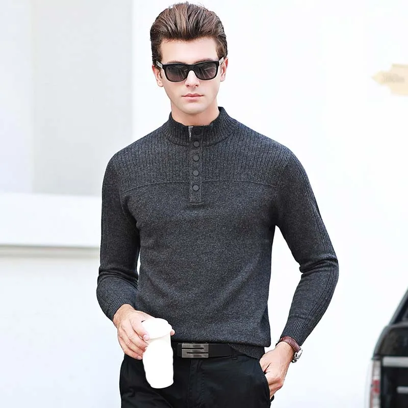 

Winter Warm Men Turtleneck Sweater Fashion Solid Knitted Slim Fit Pullovers Male Casual Collar Sweaters Mens Pull Homme