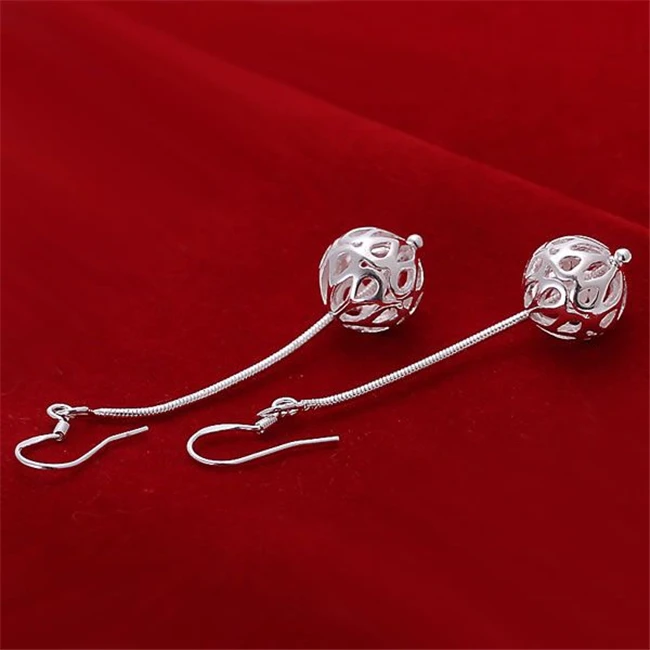 Fashion Jewelry Elegant Earrings Long Hanging Drop Dangle Earrings For Women Snake Chain Hollow Ball Earrings KN-E167