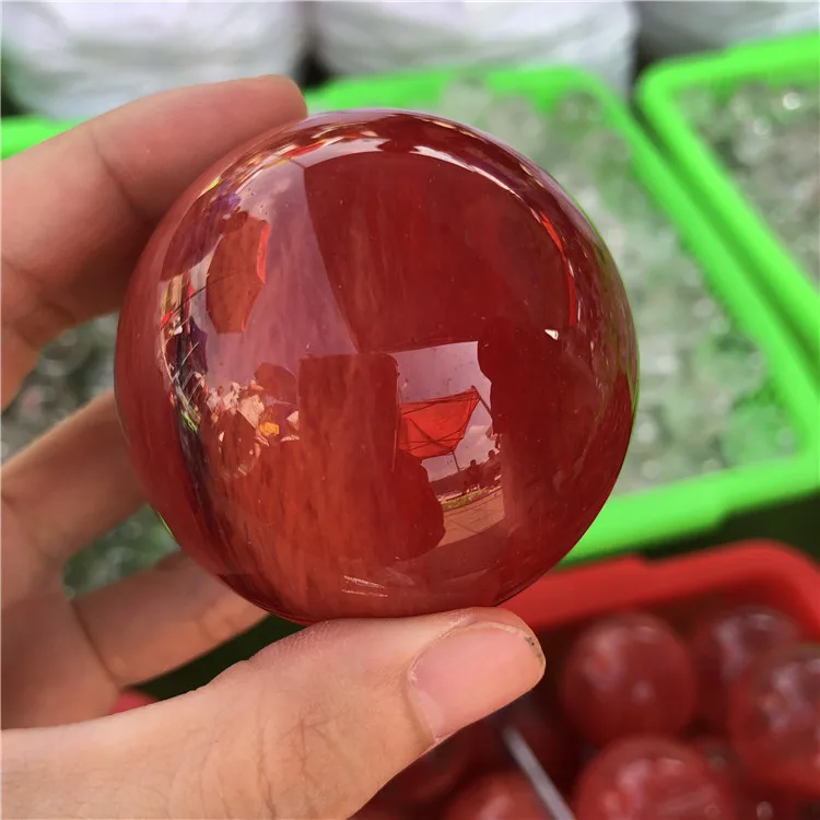 Large beautiful smelting  red quartz crystal ball for christmas gift decoration crystal ball 5-6cm  birthday wish ball