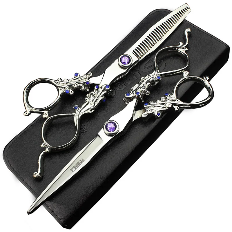 6 inch Japanese 440c professional hairdresser's scissors flat cut fine cut haircut scissors set