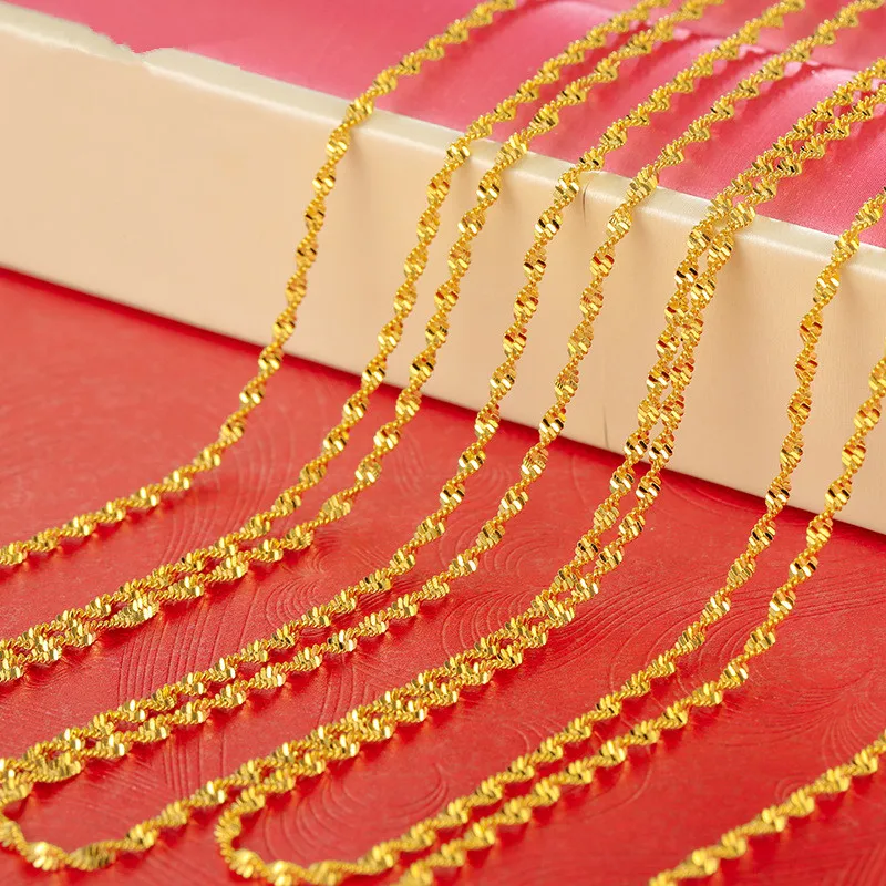 One Piece Water Wave Chain Necklace Matching Eternal Gold Filled Women Single Chain Match Chain Jewelry Wholesale