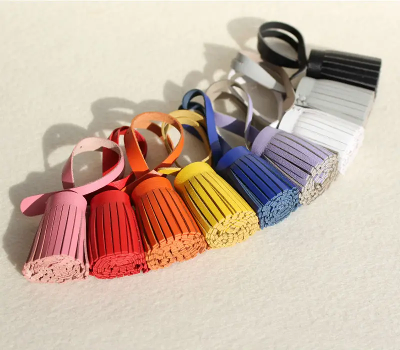 Brand Cute Soft Genuine Lambskin Leather Tassel Keychain Pendant Key Chain For Women Bag Charms Girls Backpack Accessories Gifts