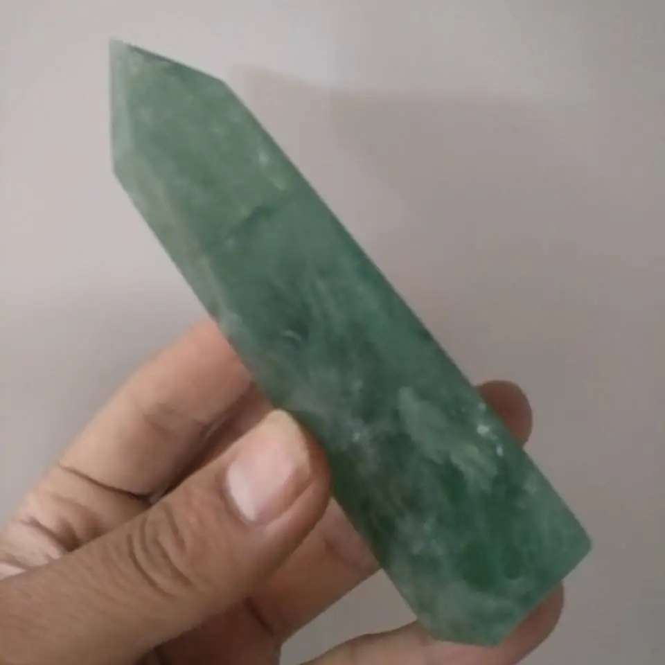 

Natural fluorite quartz obelisk crystal wand point healing