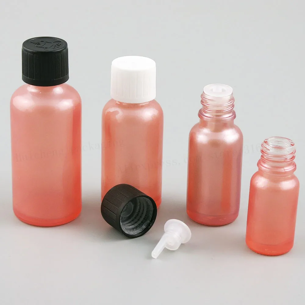 

Empty Paint Pink Essential Oil Bottle Containers Packaging With Childproof Cap 1/3oz 1oz 50ml 100ml 12pcs