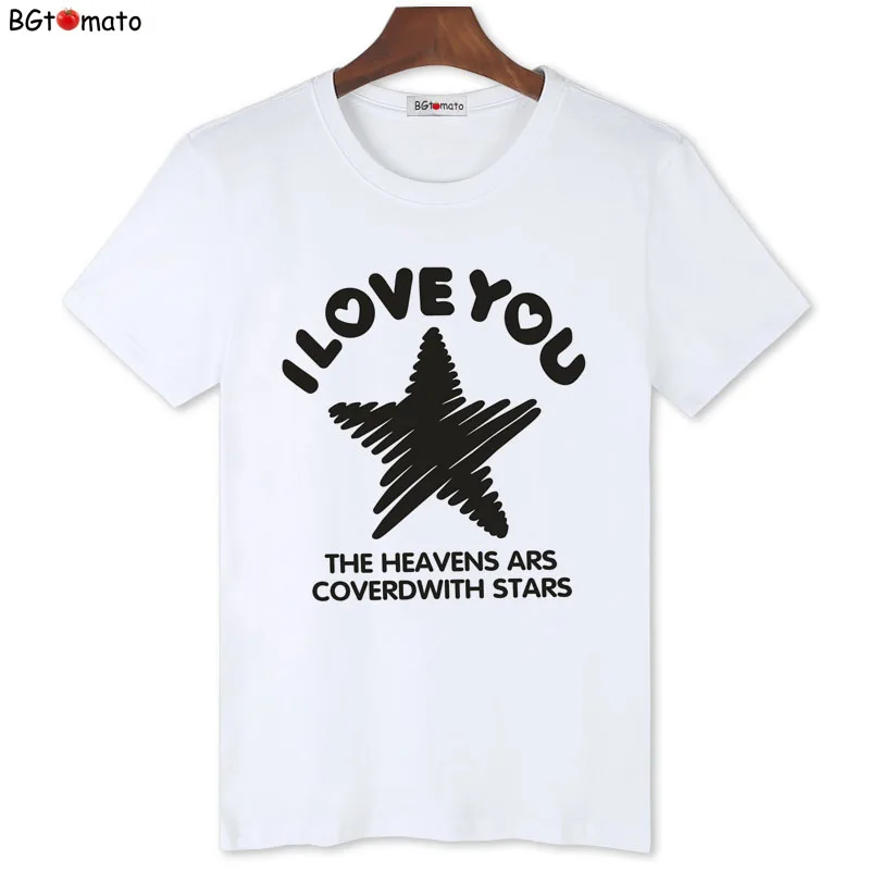 

BGtomato I love you Tshirt new fashion lovers Shirt men comfortable casual tees homme harajuku white Shirt