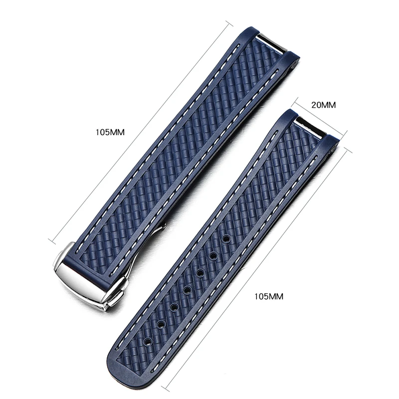 Men silicone strap 20mm watch accessories for Omega hippocampus 300 waterproof women's sports rubber strap AT150 8900 watch band