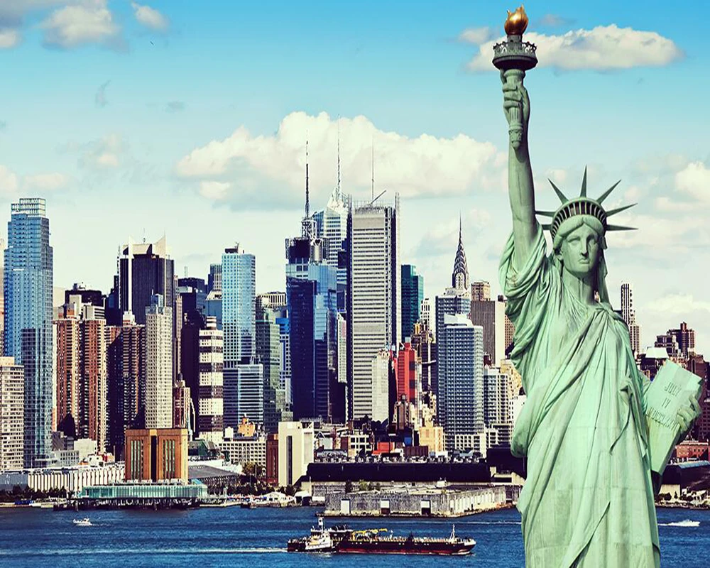 Custom wallpaper Statue of liberty building background wall painting