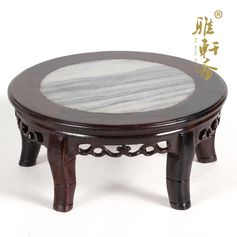 H Zhai Zi wood wood block TZ black marble rosewood handicrafts and jade round wooden base