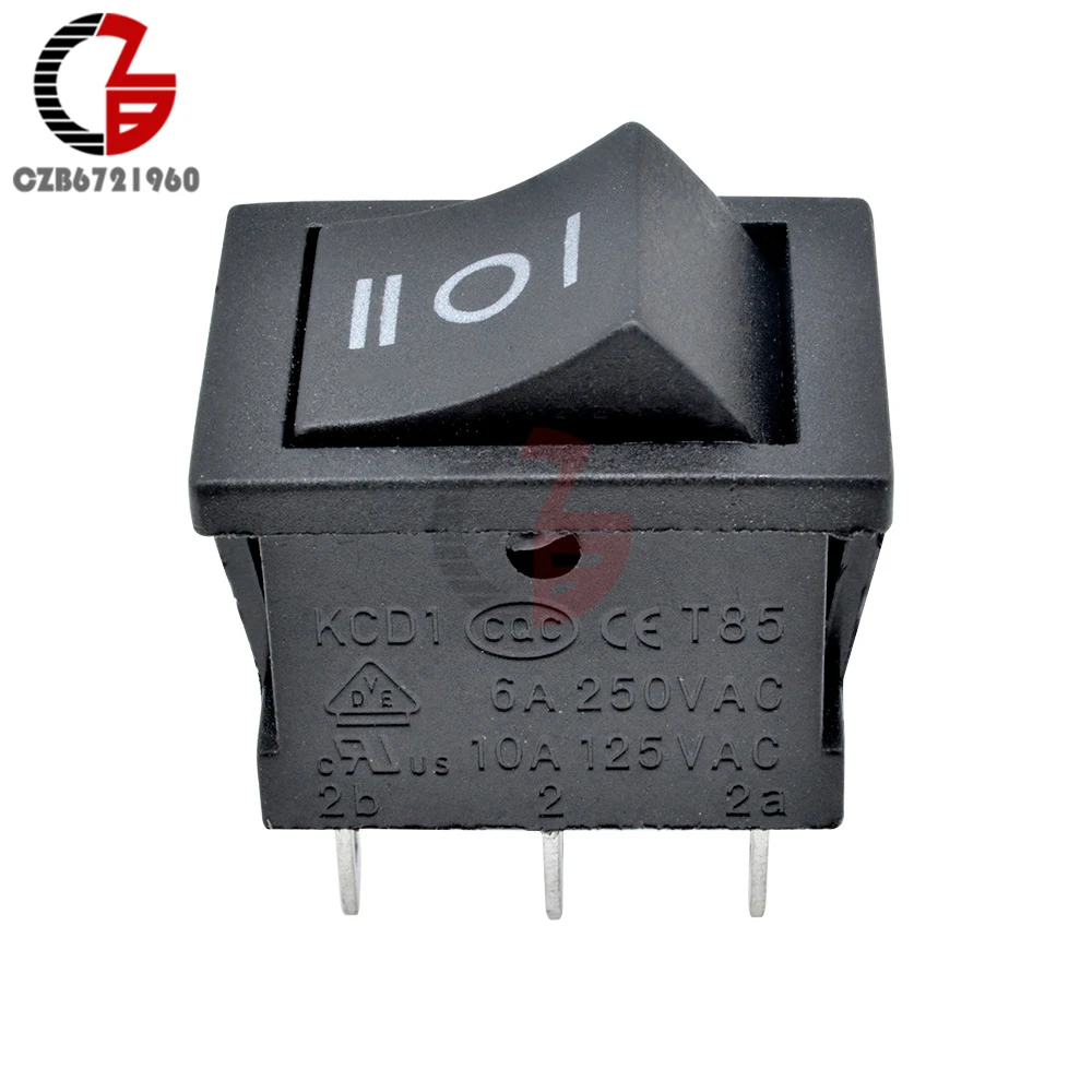 5PCS 6Pin DPDT ON-OFF-ON 3 Position Snap Boatlike Rocker Switch AC 6A/250V 10A/125V