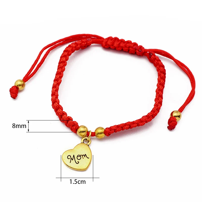 I Love You 7 Knot Red Thread Bracelets Lucky Jewelry for Mother's Day Gift Family Bless Bangle Red&Black Color Pulseras Mujer