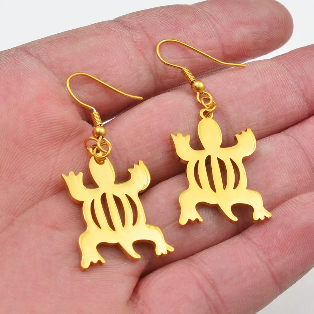 Anniyo African Symbol Earrings Gold Color & Stainless Steel Material Adinkra Gye Nyame Earrings Ethnic Jewelry #074021