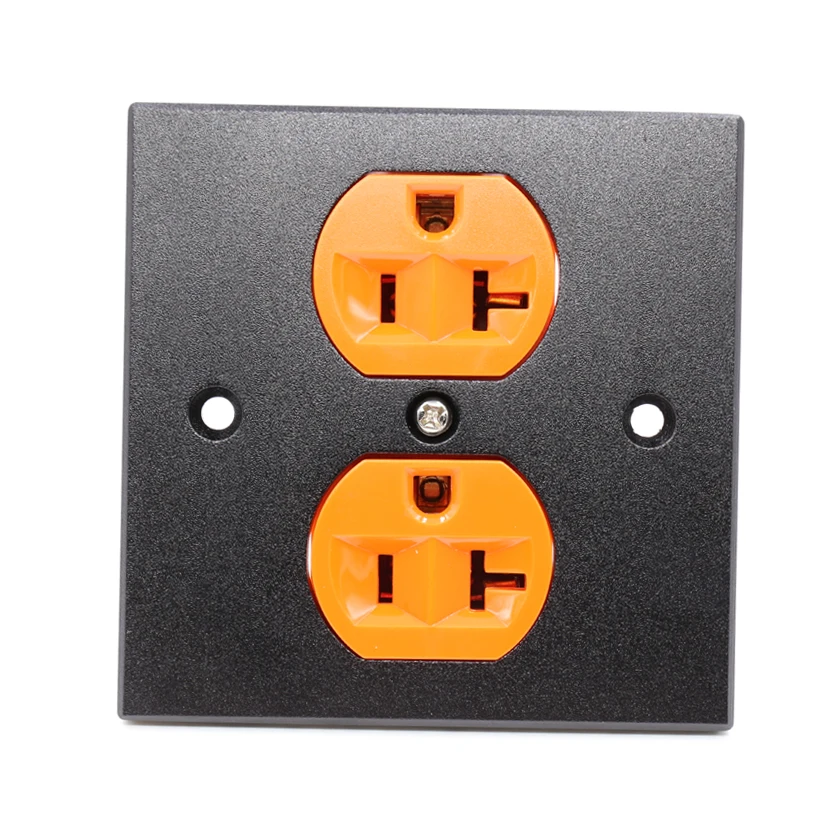 เต้าเสียบไฟ AC สีส้มสำหรับติดผนังเต้ารับสีแดงแผ่นคู่ไฮไฟ1x เรา