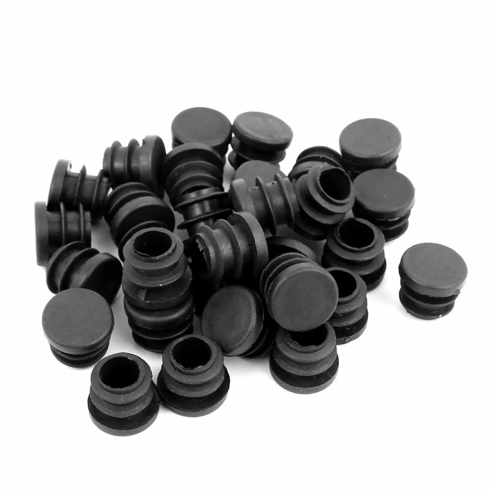 UXCELL Hot Sale 30pcs Round Chair Leg Pipe Tube Insert Blanking Cover Black 16mm Dia 8.5mm Hole Diameter