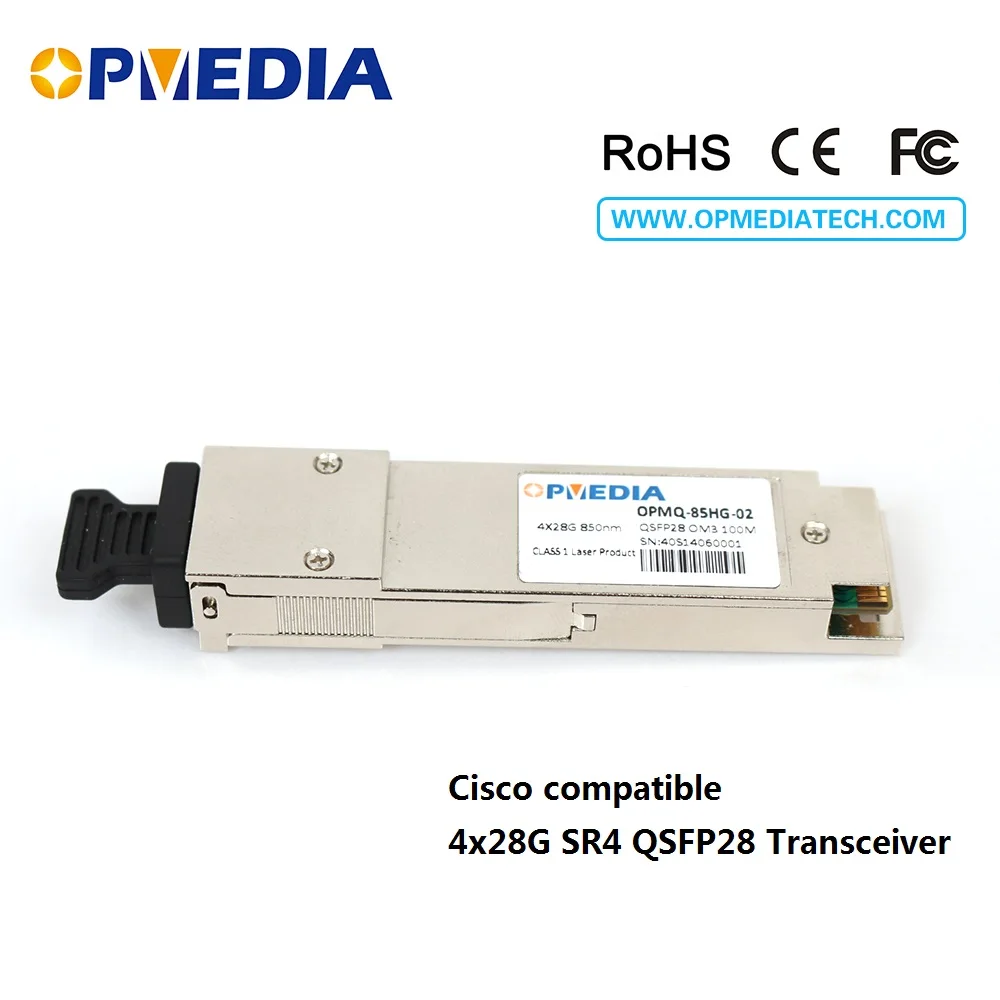 

Free shipping 100G QSFP28 SR4 Transceiver,4x28G 850nm OM3 100m QSFP28 optical module MMF with DDM